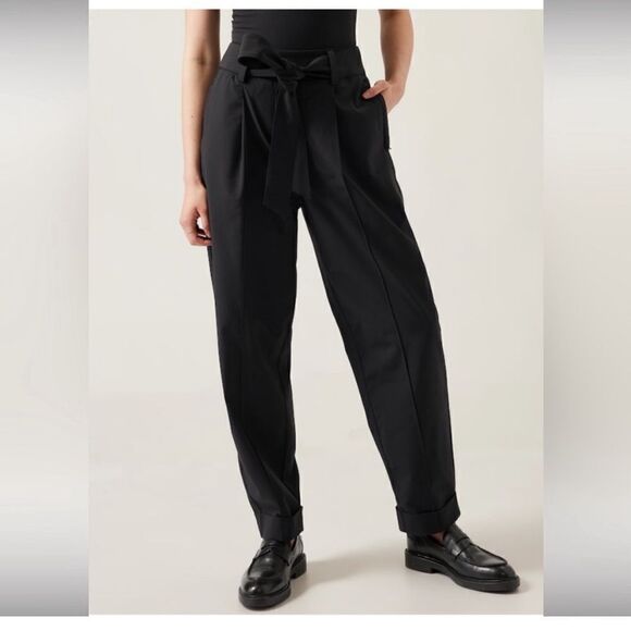 Athleta Cardiff belted Pant 8p Black #882681 - Picture 1 of 15